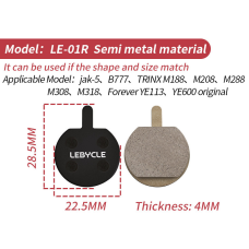 Колодки гальмівні Lebycle LE-01R, напівметал, jak-5. B77. Trinx M188. M208, M288, M308, M318, Forever YE113,