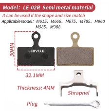 Дискові гальмівні колодки напівметал для велосипедів, Lebycle LE-02R
