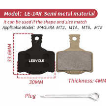 Дискові гальмівні колодки Lebycle LE-14R напівметал для велосипедів, MAGURA MT2、MT4、MT6、MT8
