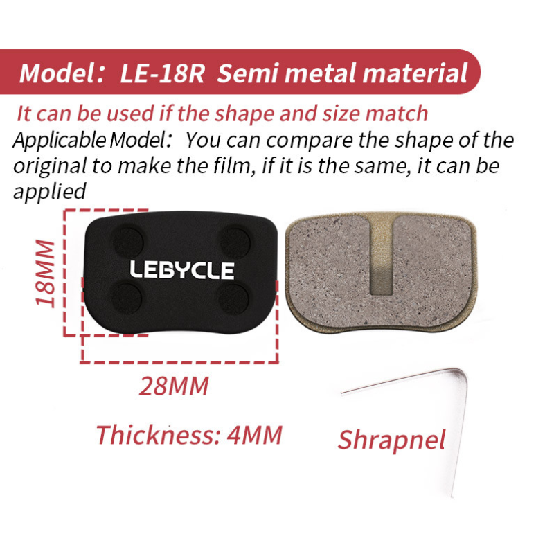 Дискові гальмівні колодки Lebycle LE-18R напівметал для велосипедів, Avid 79cc, Mini Bike Rear, MBX10, Motov Дискові гальмівні колодки Lebycle LE-18R напівметал для велосипедів, Avid 79cc, Mini Bike Rear, MBX10, Motov