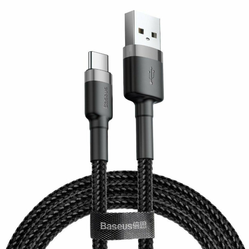 Шнур baseus Cafule CABLE USB FOR TYPE-C 3A 1M GRAY+BLACK Шнур baseus Cafule CABLE USB FOR TYPE-C 3A 1M GRAY+BLACK