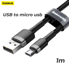 Кабель MicroUSB 2.4А для швидкої зарядки Baseus CAMKLF-BG1 шнур Мікро ЮСБ нейлоновий 1м (чорний)