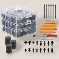 Кліпси для авто кріплення кліпси фіксатори  HE179 22 різновиди 680 штук + знімачі та стяжки + знімачі та стяжки