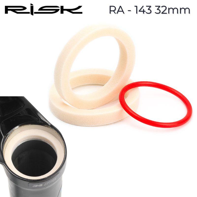 Поролонові кільця, сальники Risk RA143 для амортизаційних вилок, 32 мм, 2 шт + O-ring