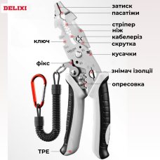 Плоскогубці електрика багатофункціональні, DELIXI DWGR 3627, універсальні плоскогубці