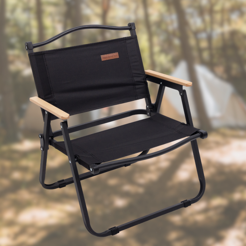 Стілець для кемпінгу складаний 50*51*64 см з алюмінієвим каркасом, чорний