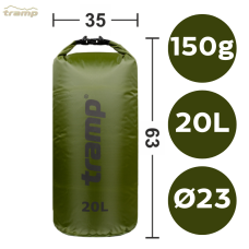 Гермомішок Tramp PVC Diamond Rip-Stop 20 UTRA-113 Оливковий