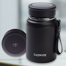 Термос Fashion 700 мл з датчиком температури і ситечком, чорний