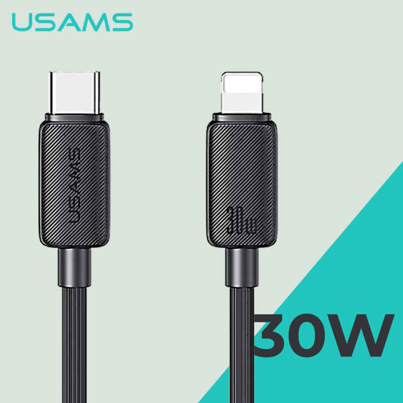 Кабель Usams US-SJ692 30W Striped Data Cable for iP Black 1 метр 30 W Кабель Usams US-SJ692 30W Striped Data Cable for iP Black 1 метр 30 W