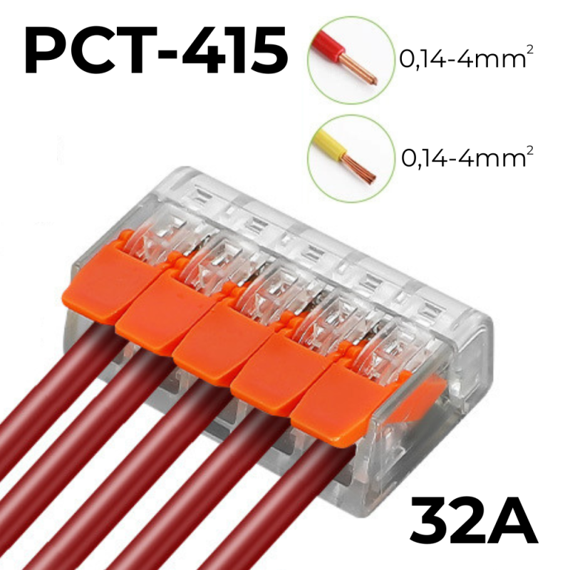 Клемми ваго PCT-415 Клема швидкого монтажу 5pin. 32 А 250 V. 0,14-4мм