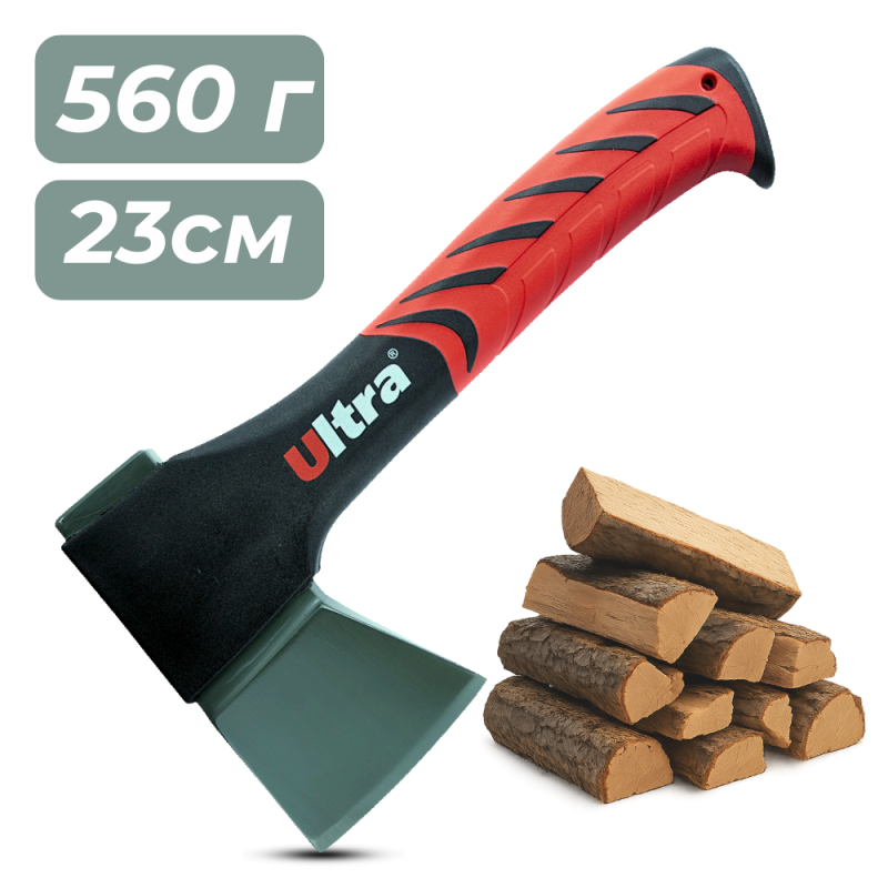 Сокира для походу 560г фібергласова ручка тефлонове покриття 230мм ULTRA (4320012) Сокира для походу 560г фібергласова ручка тефлонове покриття 230мм ULTRA (4320012)