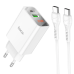 Мережевий зарядний пристрій Hoco C100A PD20W+QC3.0 charger with digital display set (Type-C to Type-C cable) Мережевий зарядний пристрій Hoco C100A PD20W+QC3.0 charger with digital display set (Type-C to Type-C cable)